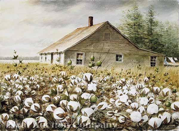 Appraisal: Emmitt Thames American Mississippi b Mississippi Cotton Farm watercolor signed