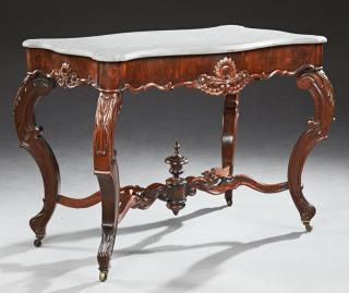 Appraisal: American Victorian Rosewood Grained Marble Top Cen American Victorian Rosewood