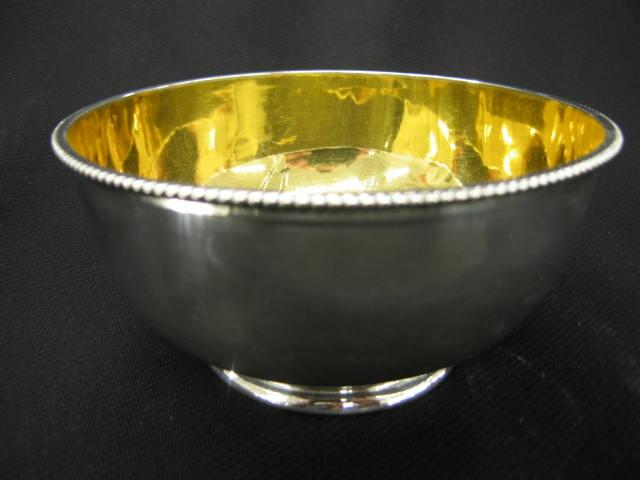 Appraisal: Early Tiffany Sterling Silver Child's Bowl gold wash beaded border