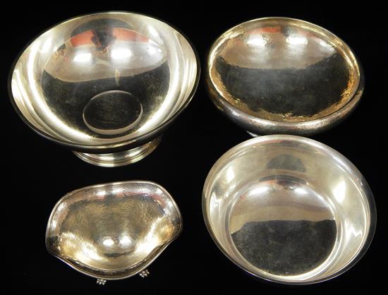 Appraisal: STERLING four bowls all marked sterling hand hammered bowl on