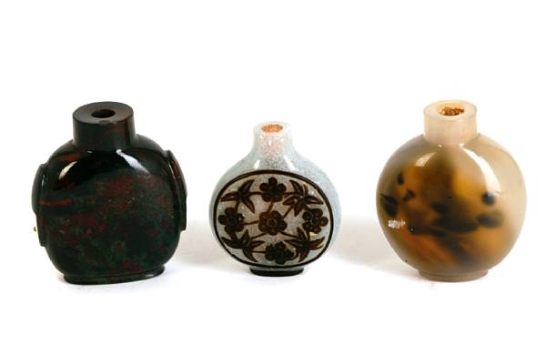 Appraisal: A group of five Chinese snuff bottles together with three