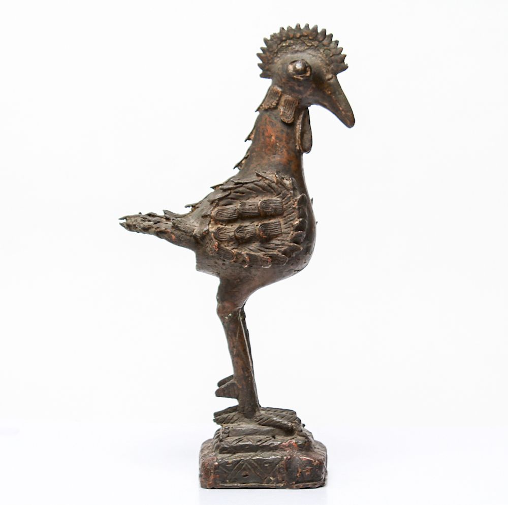 Appraisal: Tribal African Rooster Bird Sculpture Bronze Tribal African bronze rooster