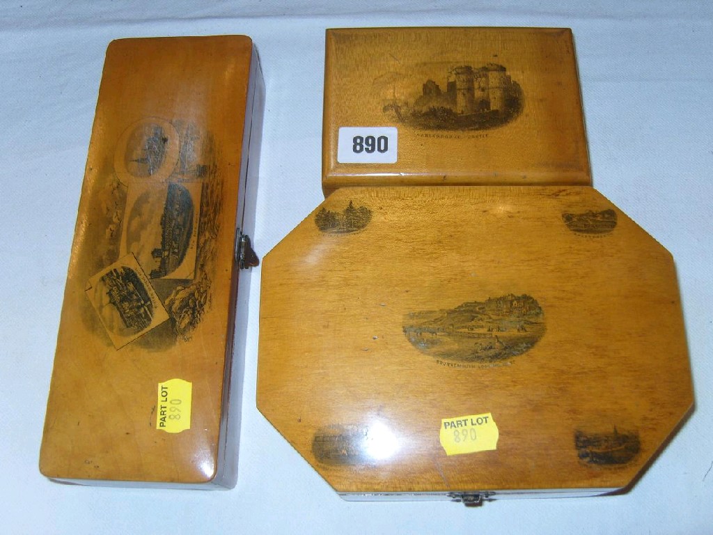 Appraisal: A collection of three Mauchline ware boxes comprising a rectangular