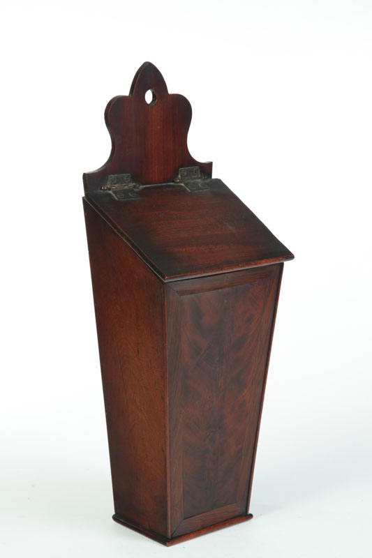 Appraisal: HANGING CANDLEBOX England th century mahogany Tapered form with flame