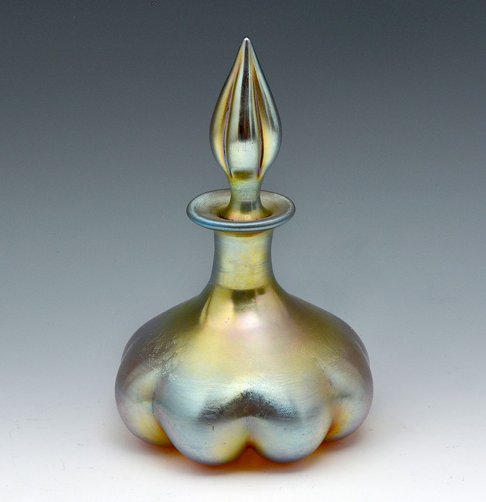 Appraisal: Steuben aurene perfume bottle Steuben aurene perfume bottle Measures appx