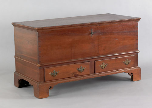 Appraisal: Pennsylvania Chippendale walnut blanket chest ca with two drawers and