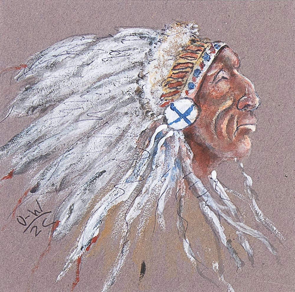 Appraisal: Olaf Wieghorst Indian Chief OLAF WIEGHORST - Indian Chief ink