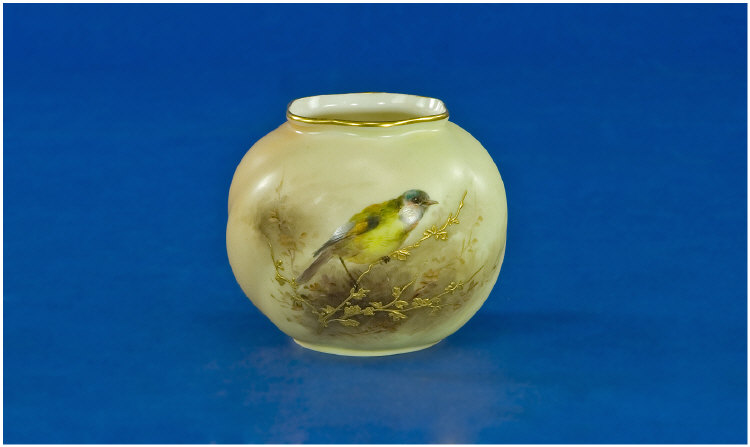 Appraisal: Royal Worcester Bowl Date mark Handpainted with a bird on