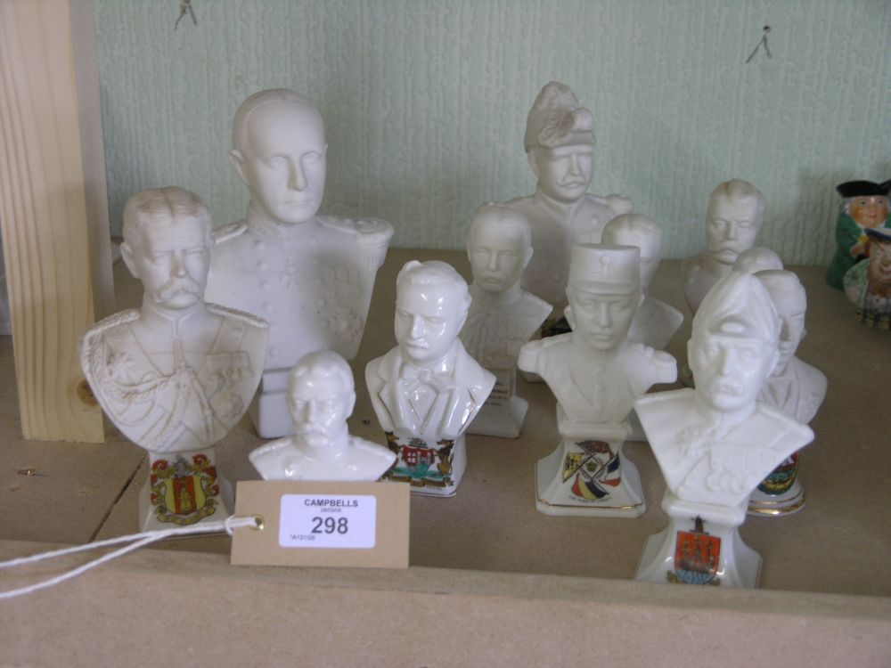 Appraisal: Crested portrait busts twelve total including Kitchener tallest in