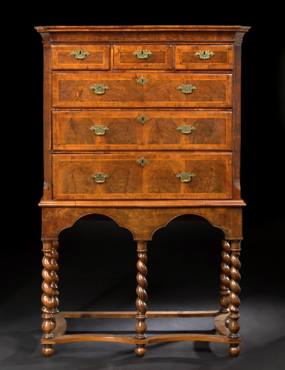 Appraisal: Queen Anne Walnut Chest-on-Stand mid- th century and later the