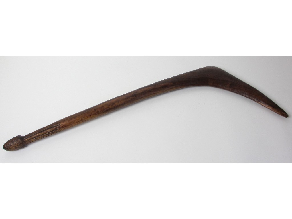 Appraisal: An aboriginal hardwood club with long curved head and tapering