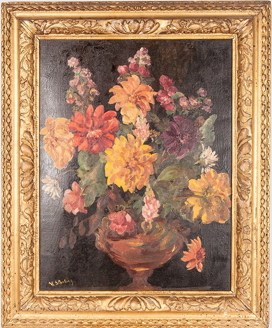 Appraisal: V Starling th Century Still life of flowers in vase