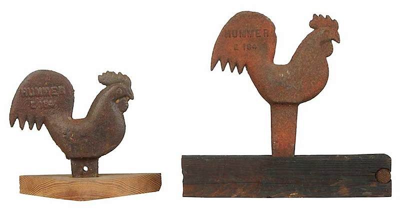 Appraisal: Two Hummer E Rooster Windmill Weights American circa two similar