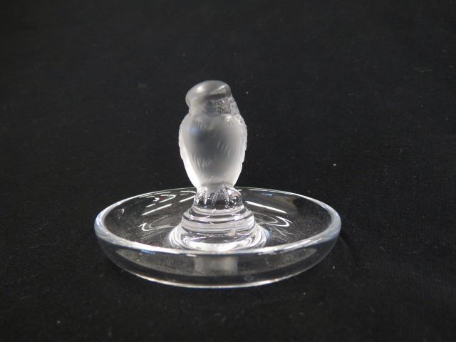 Appraisal: Lalique French Crystal Figural Pin Dish bird diameter signed excellent