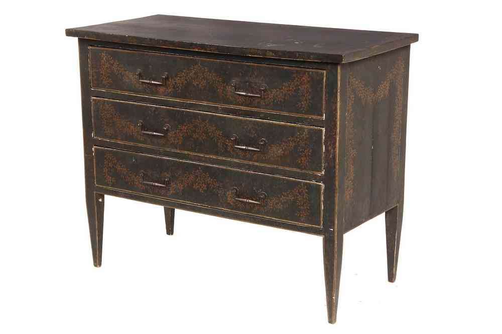 Appraisal: PAINT DECORATED CHEST - Three Drawer Paint Decorated Chest in