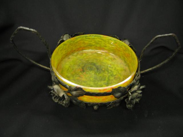 Appraisal: Daum Nancy Art Glass Centerpiece mottled yellow orange bowl in