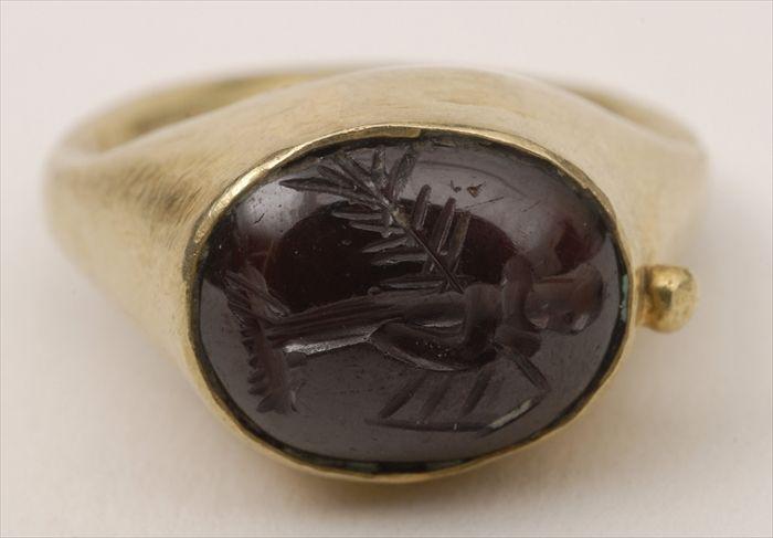 Appraisal: PARTHIAN-STYLE RING WITH ENGRAVED STONE INTAGLIO Approx size Provenance Property