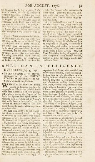 Appraisal: AMERICAN REVOLUTION -- Continental Congress Declaration of Independence within the