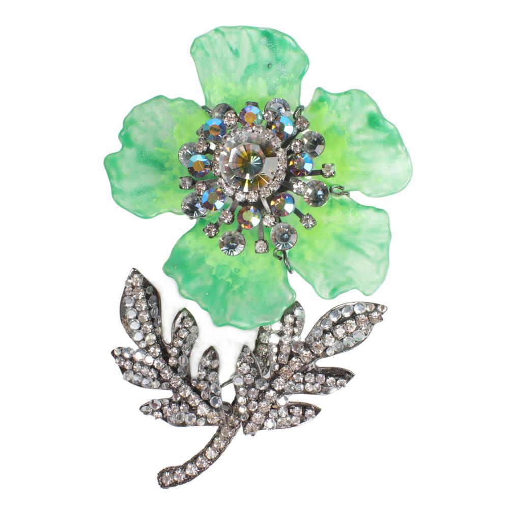 Appraisal: LAWRENCE VRBA MASSIVE JEWEL ENCRUSTED DIMENSIONAL FLOWER BROOCH H X