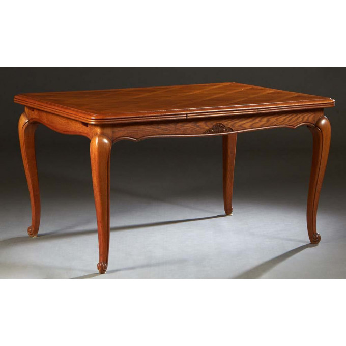 Appraisal: French Louis XV Style Carved Oak Drawleaf Dining Table th