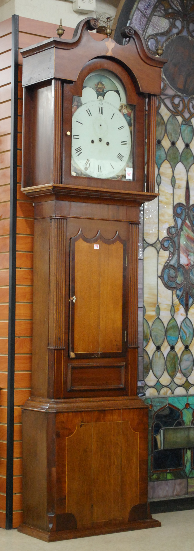 Appraisal: AN OAK AND MAHOGANY TALL CASE FLOOR CLOCK American th