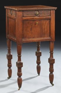 Appraisal: French Henri II Carved Walnut Nightstand c the grooved edge