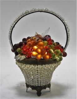 Appraisal: Czechoslovakian Art Deco Crystal Beaded Fruit Lamp CZECHOSLOVAKIA CIRCA A