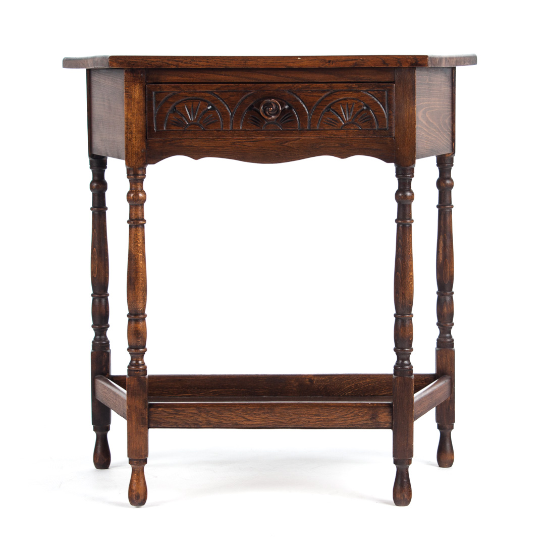 Appraisal: Tudor revival oak side table