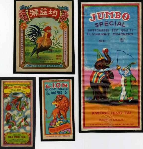 Appraisal: Lot of Firecracker Labels Includes Lion Globe Brand Jumbo Special