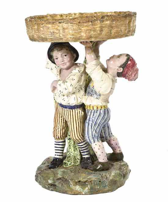 Appraisal: A Continental Ceramic Figural Compote in the form of two