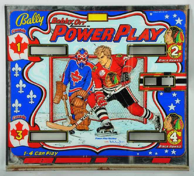 Appraisal: Glass from Bobby Orr Pinball Machine Game Description Bally Manufacturing