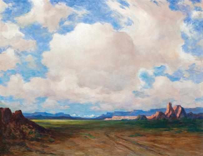 Appraisal: ALBERT GROLL American - ''Desert Storm'' oil on canvas signed