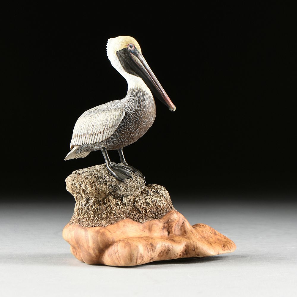 Appraisal: LIA RAHM American th Century A WOOD SCULPTURE Brown Pelican