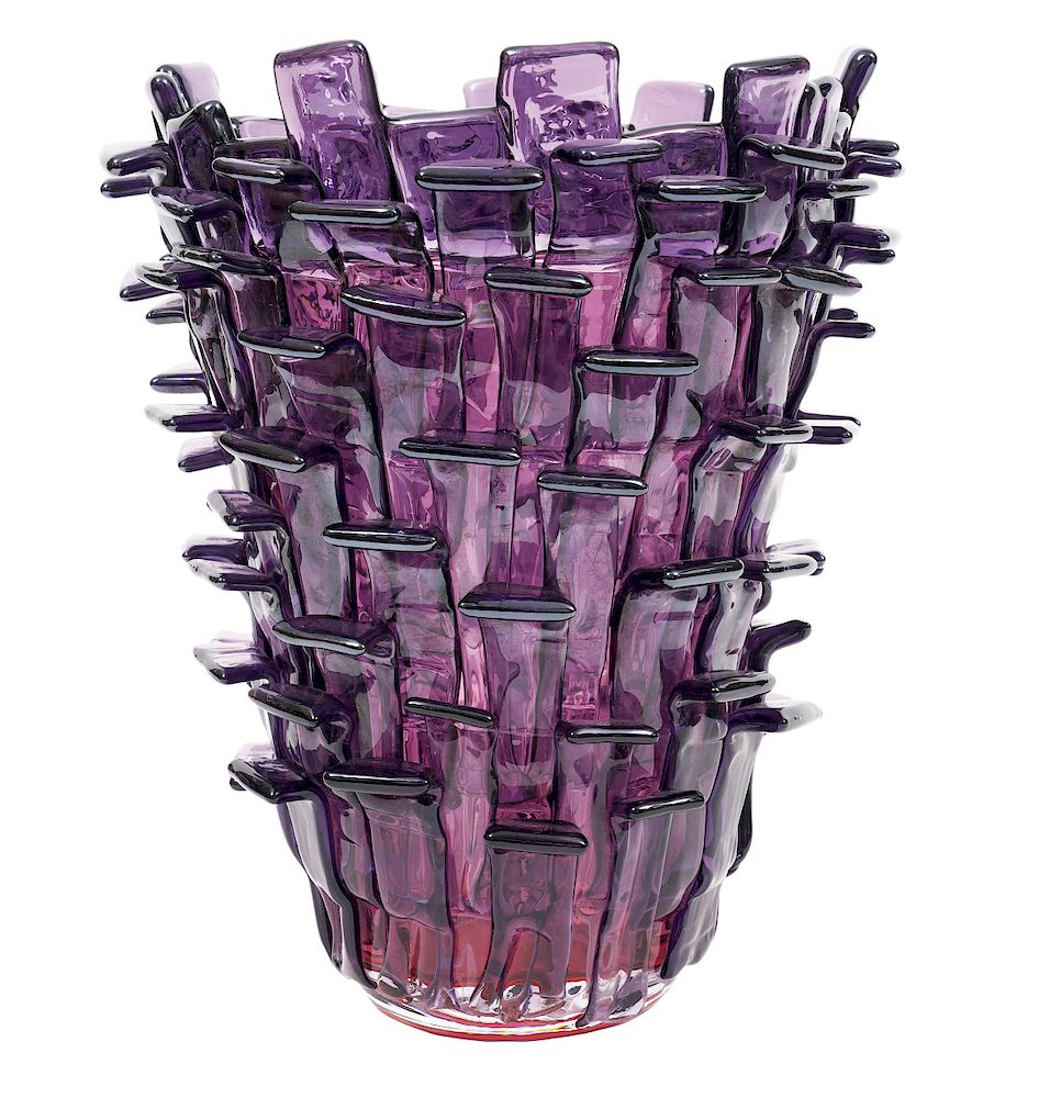 Appraisal: Venini 'Ritagli' Amethyst Vase by Fulvio Bianconi Amethyst pearly iridescent