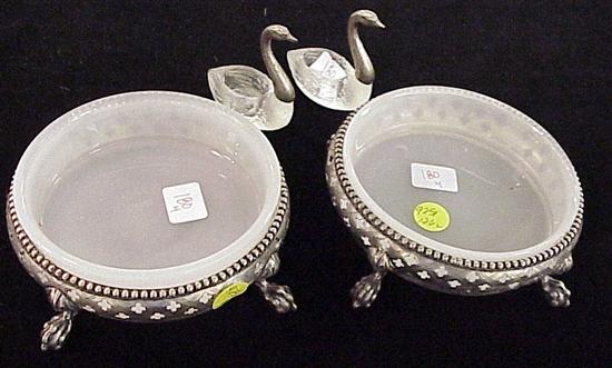 Appraisal: Pair of Koch Bergfeld Bremen dishes with hallmarked silver frame