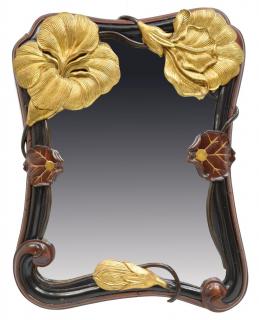 Appraisal: ART NOUVEAU FRAMED GILT FLORAL MIRROR Art Nouveau framed mirror