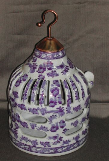 Appraisal: Copper-Mounted Chinese Blue-and-White Porcelain Garden Lantern in the form of