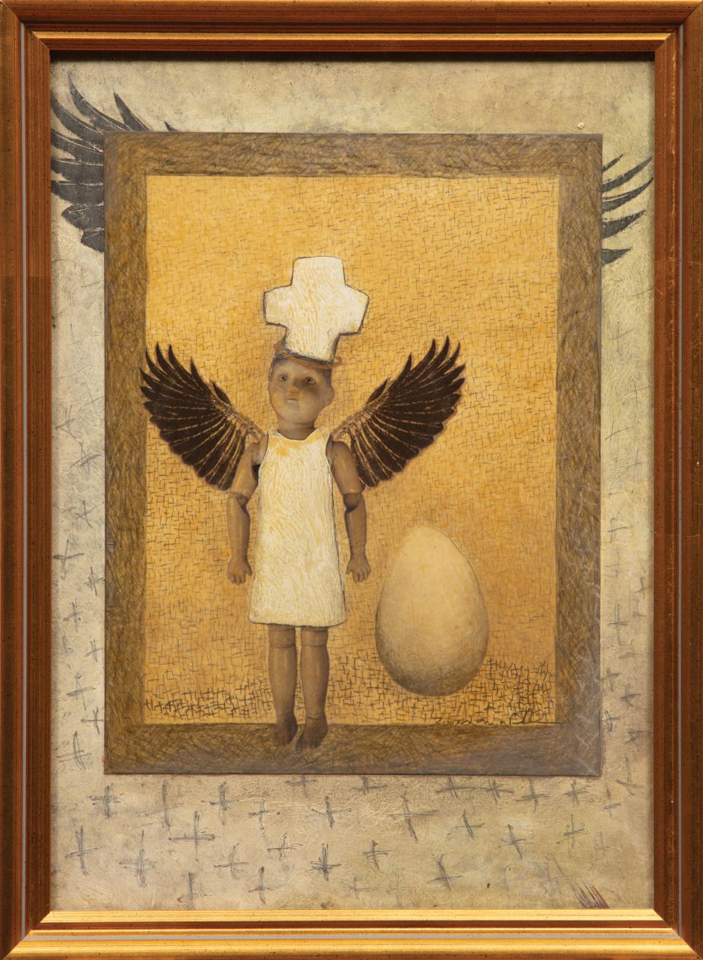 Appraisal: Lania D'Agostino American Maryland b Wanderer with Egg mixed media