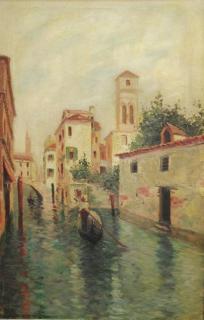 Appraisal: Luciano Santos Portuguese Venetian canal oil on canvas signed lower