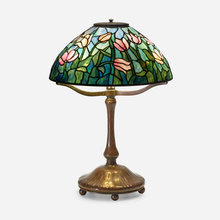 Appraisal: Tiffany Studios TULIP TABLE LAMP USA c leaded glass patinated