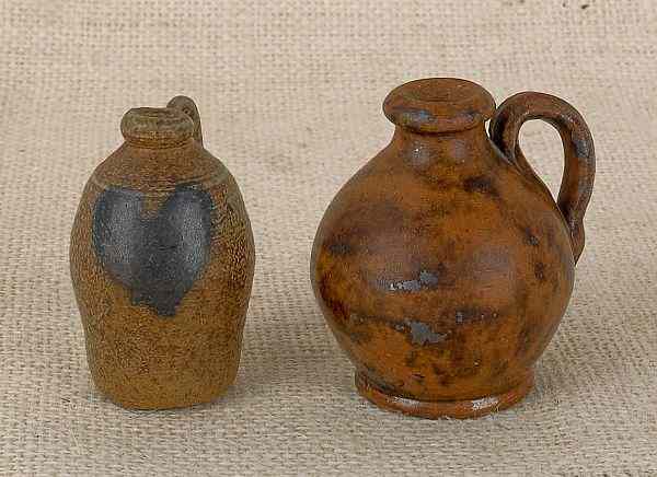 Appraisal: Miniature Pennsylvania stoneware jug th c h together with a