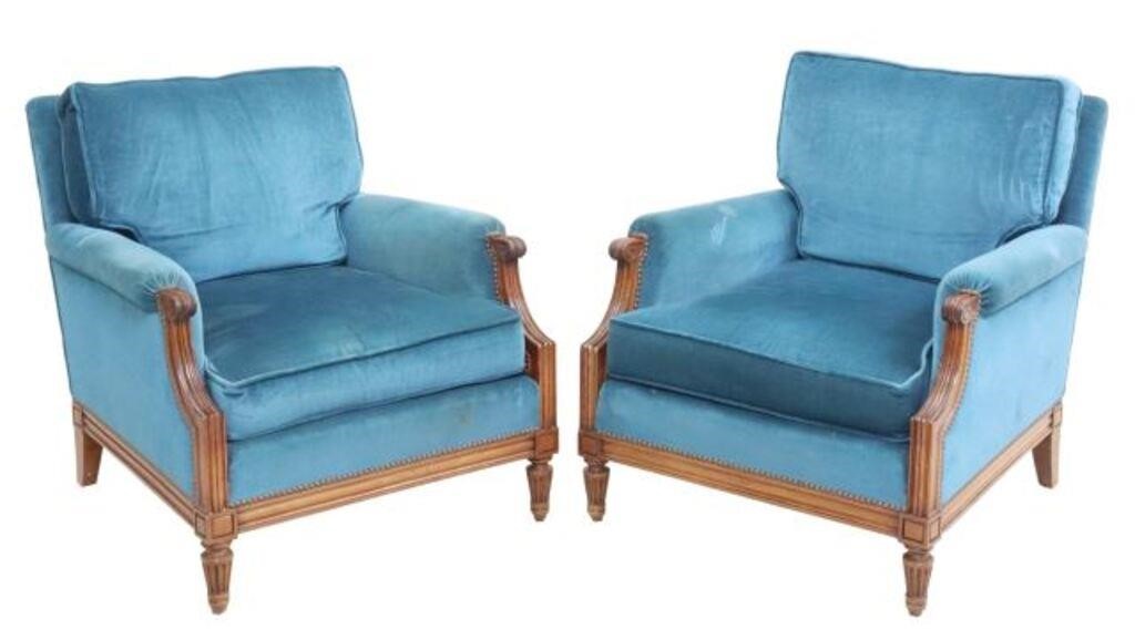 Appraisal: pair French Louis XVI style armchairs th c in mohair