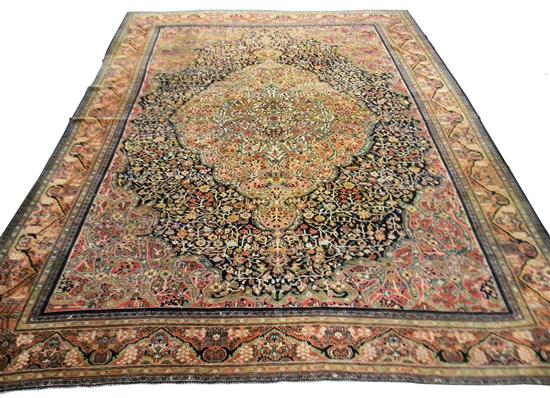 Appraisal: Antique Persian Sarouk with classic Ferrihan design black central ground