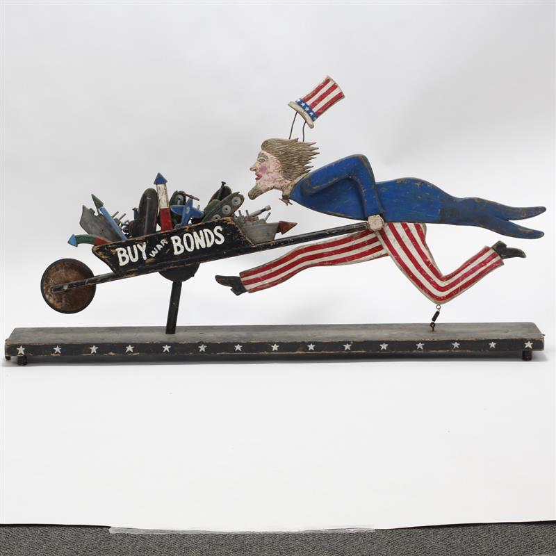 Appraisal: Kent Gutzmer outsider art Buy War Bonds Uncle Sam carved