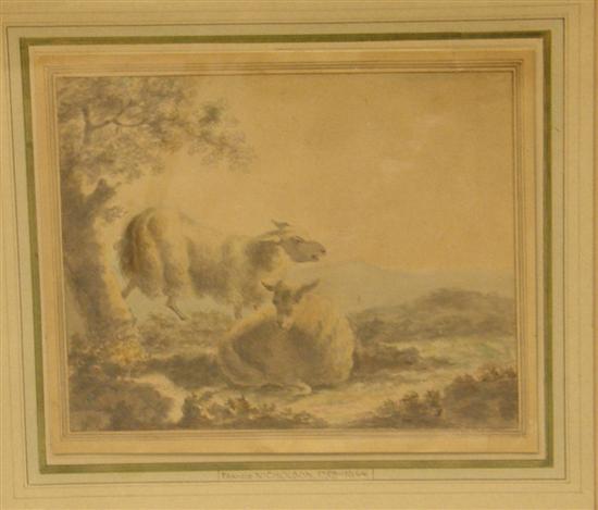 Appraisal: Francis Nicholson - watercolour two sheep signed h w in