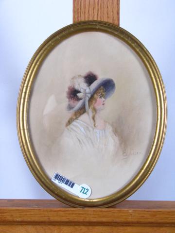 Appraisal: E Allen x oval pastel signed lower right Gibson-girl style