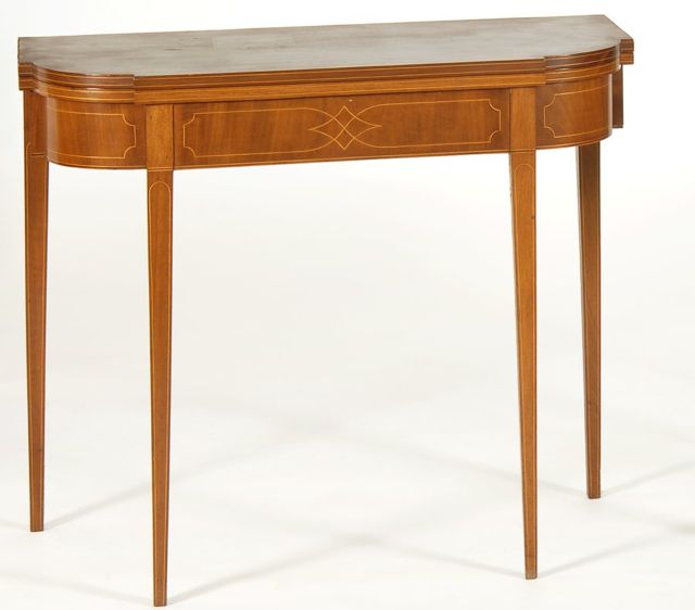 Appraisal: ANTIQUE AMERICAN HEPPLEWHITE CONSOLE CARD TABLE In mahogany and mahogany