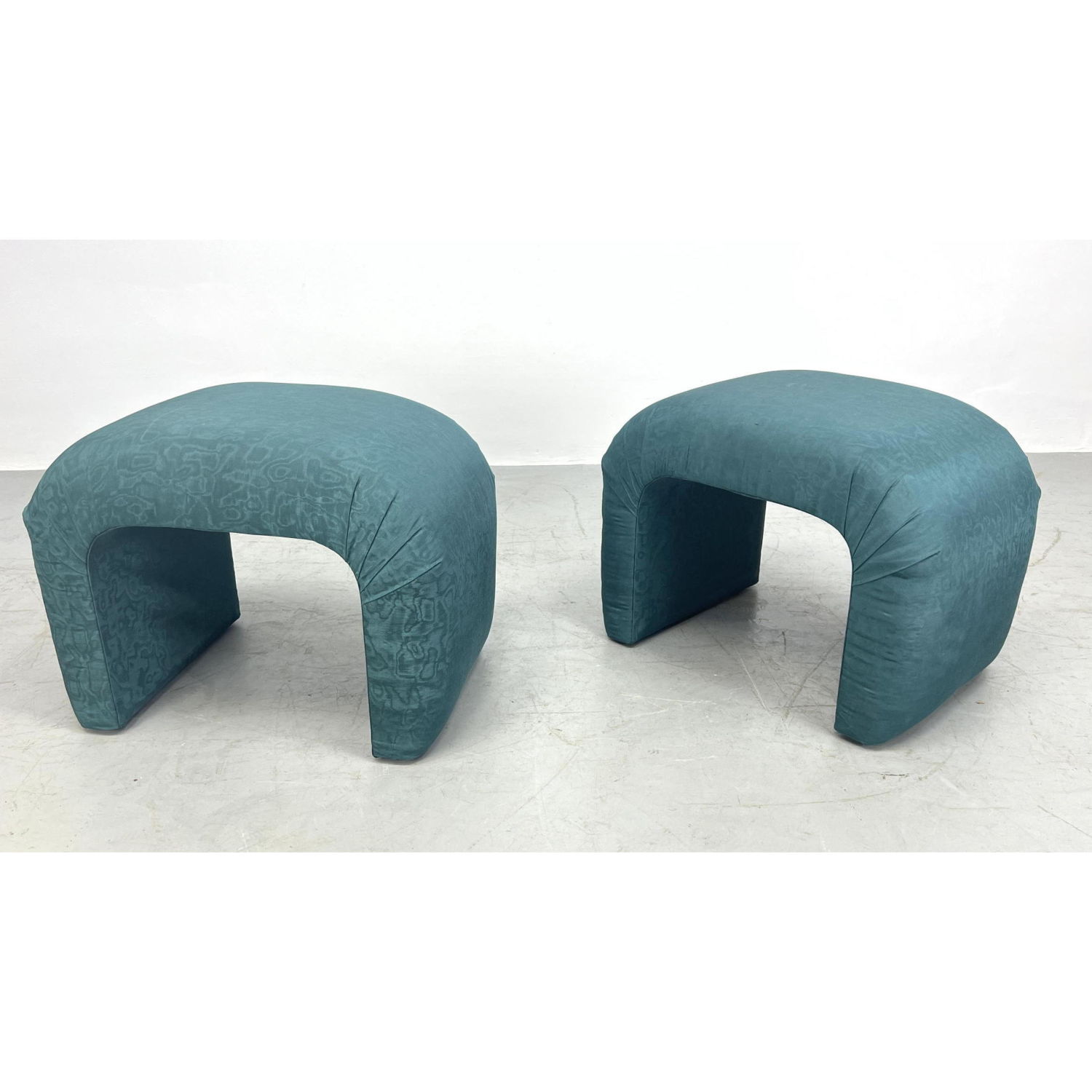 Appraisal: Pr Waterfall stools with Malachite Look upholstery Vintage 's Dimensions