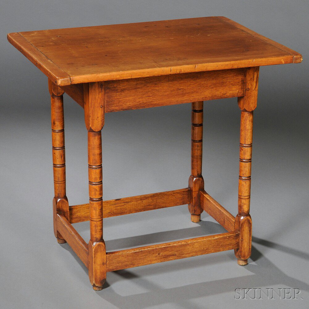 Appraisal: Pine and Ash Turned Tavern Table New England th century