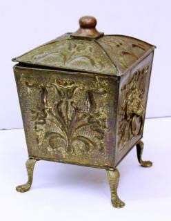 Appraisal: Stamped Brass Copper Fireplace Kindling Box Victorian of tapering square